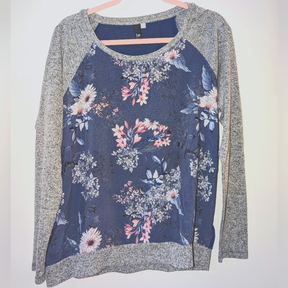 Kut From The Kloth Bender Floral Mixed Material Sweater Top Size XL - Picture 2 of 4